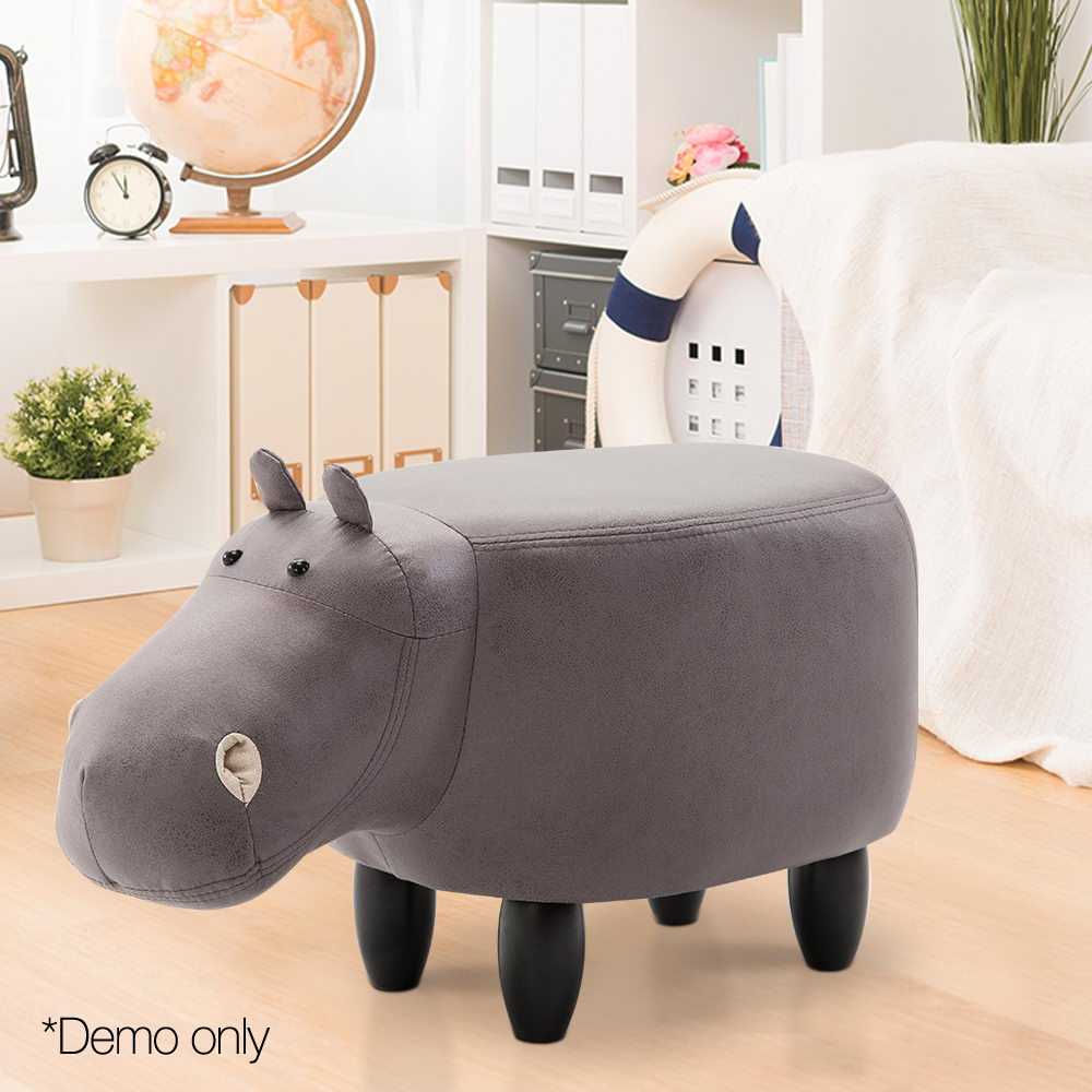 Artiss Kids Hippo Animal Stool - Grey