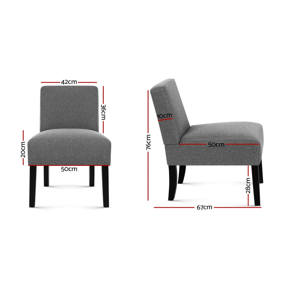 Artiss French Armchair Accent Tub Chair Modern Singe Sofa Seat Wood Grey