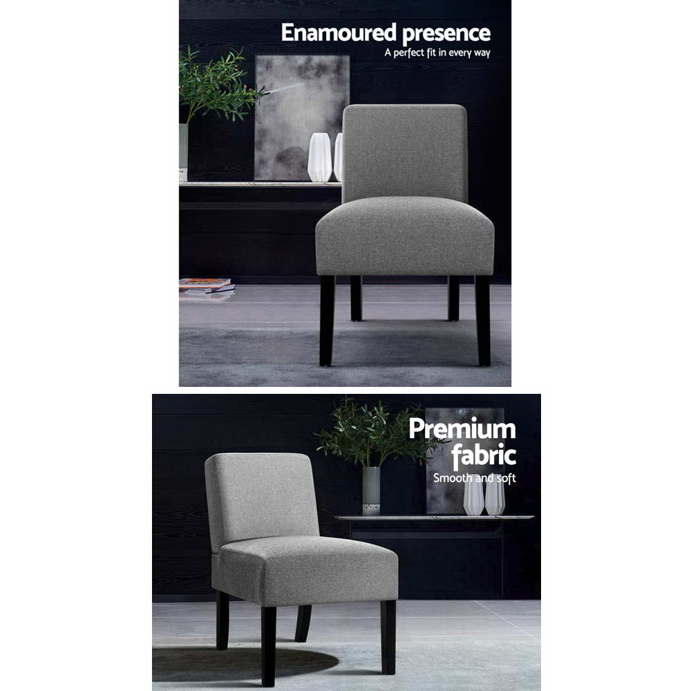Artiss French Armchair Accent Tub Chair Modern Singe Sofa Seat Wood Grey