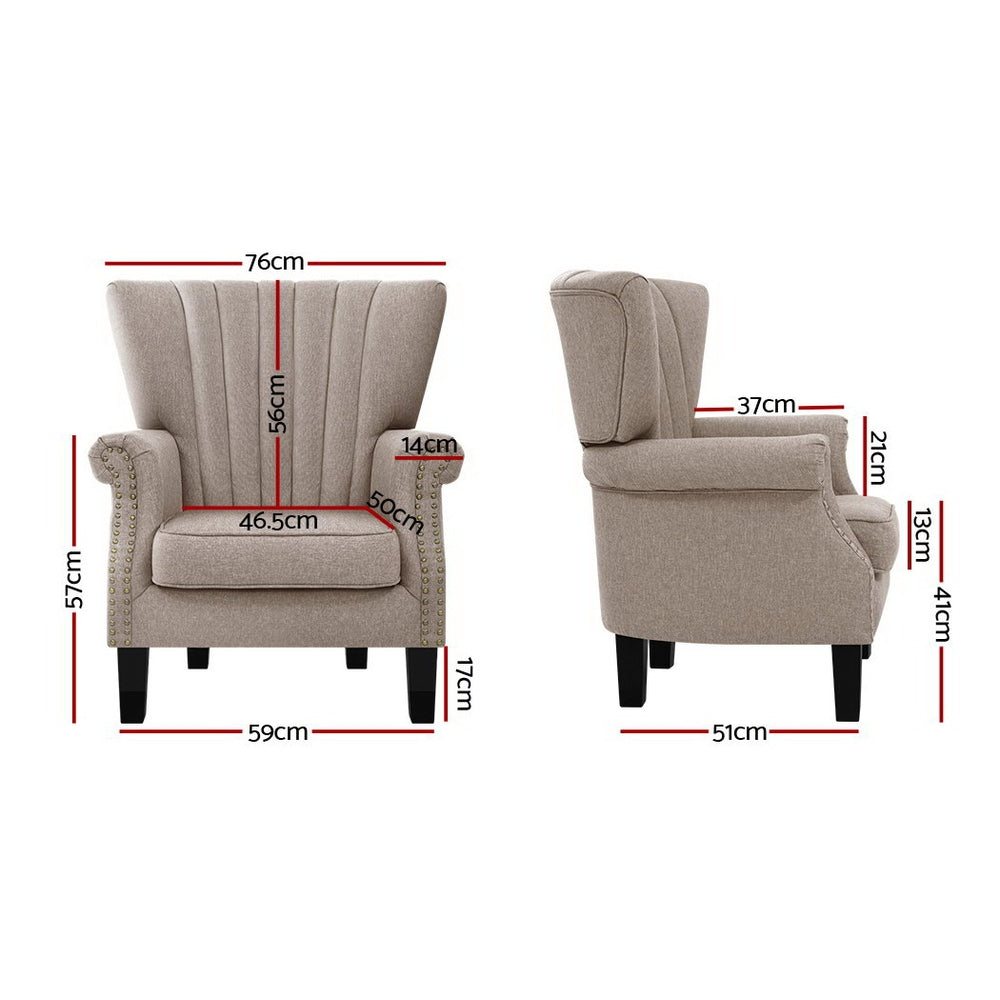 Artiss Armchair Lounge Chair Accent Chairs Armchairs Fabric Single Sofa Beige