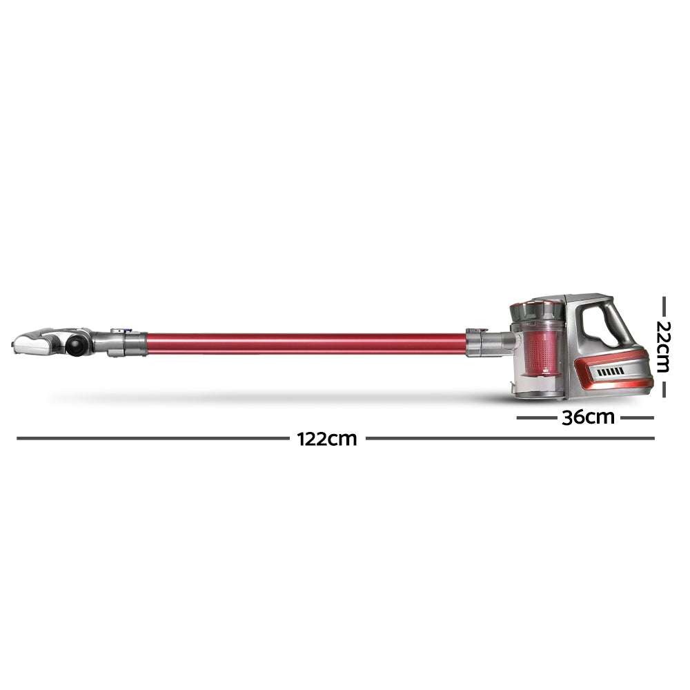 Devanti 150 Cordless Handheld Stick Vacuum Cleaner 2 Speed Red And Grey