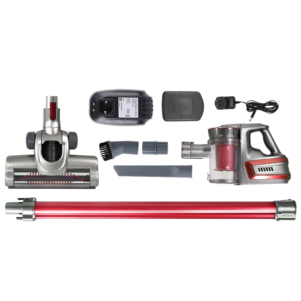 Devanti 150 Cordless Handheld Stick Vacuum Cleaner 2 Speed Red And Grey