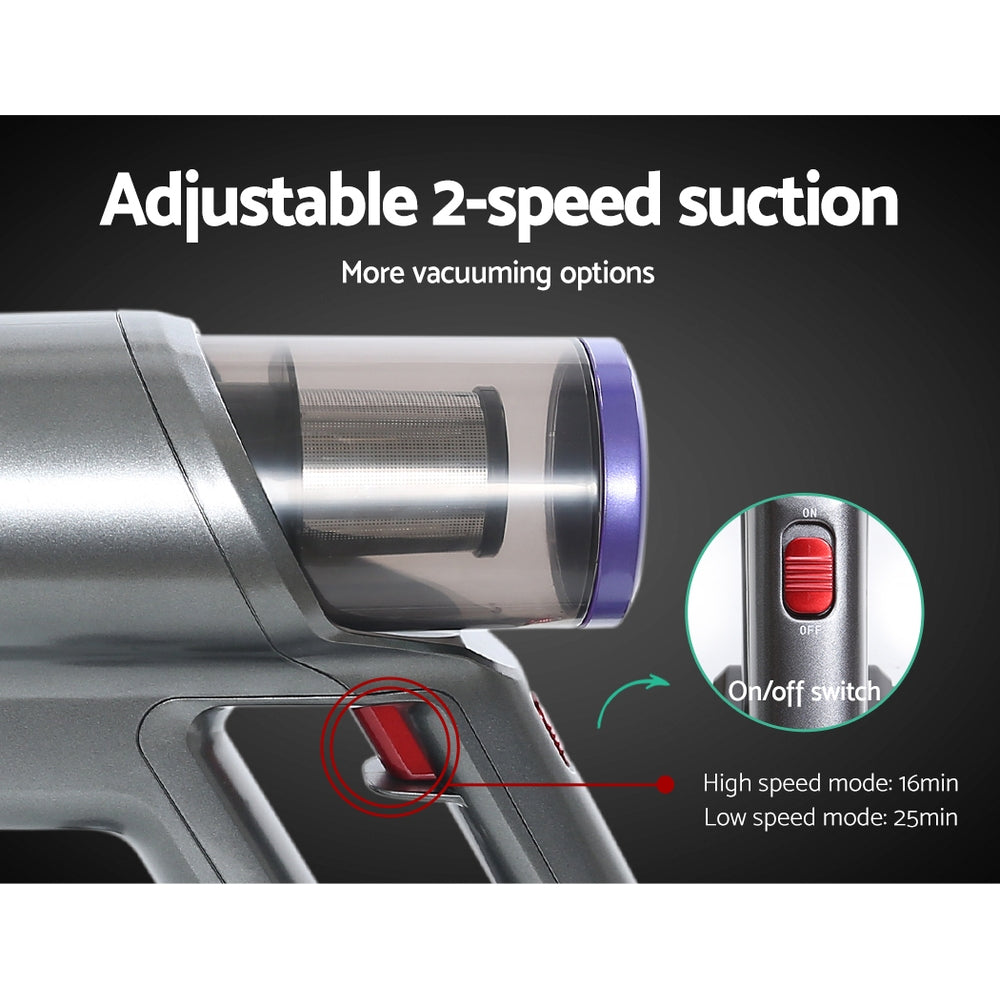 Devanti 150W Handstick Stick Vacuum Cleaner Handheld Cordless Vac Headlight Gold and Grey