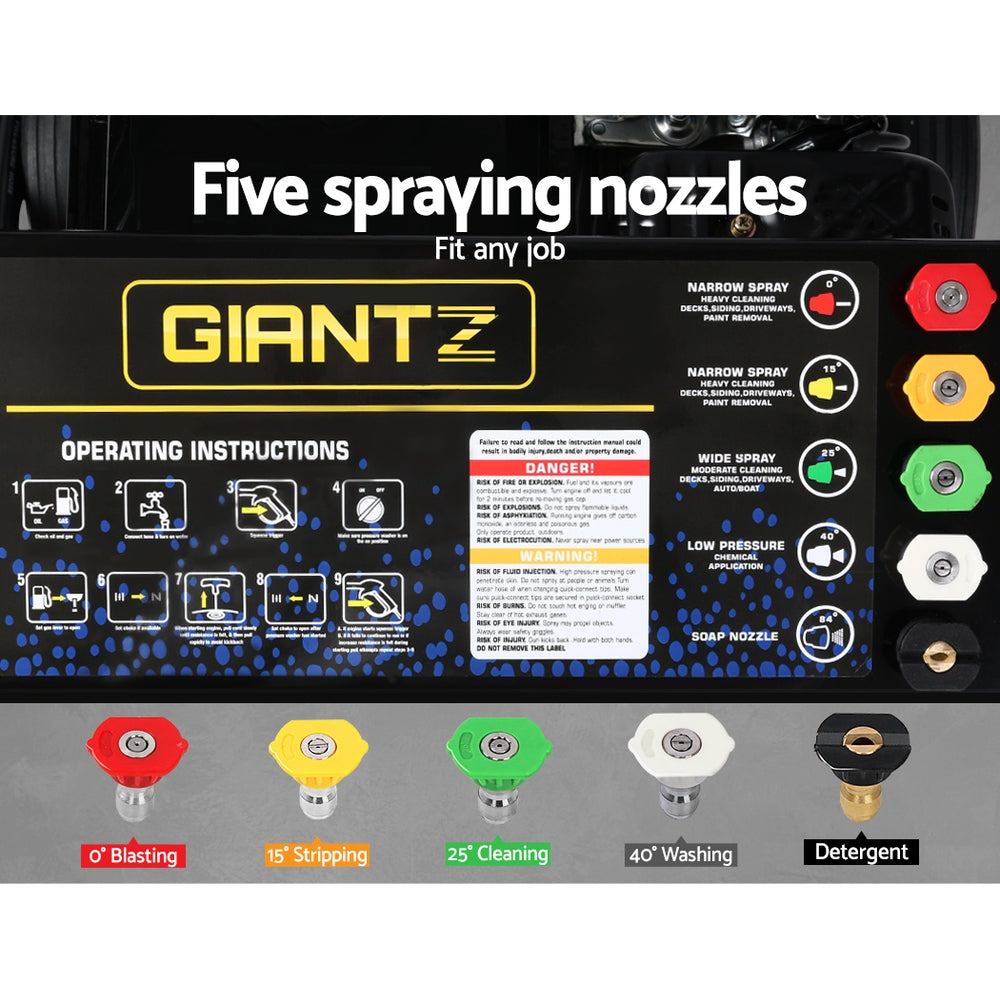 Giantz 4800PSI 20M Petrol High Pressure Cleaner Washer Water Jet Hose Gurney
