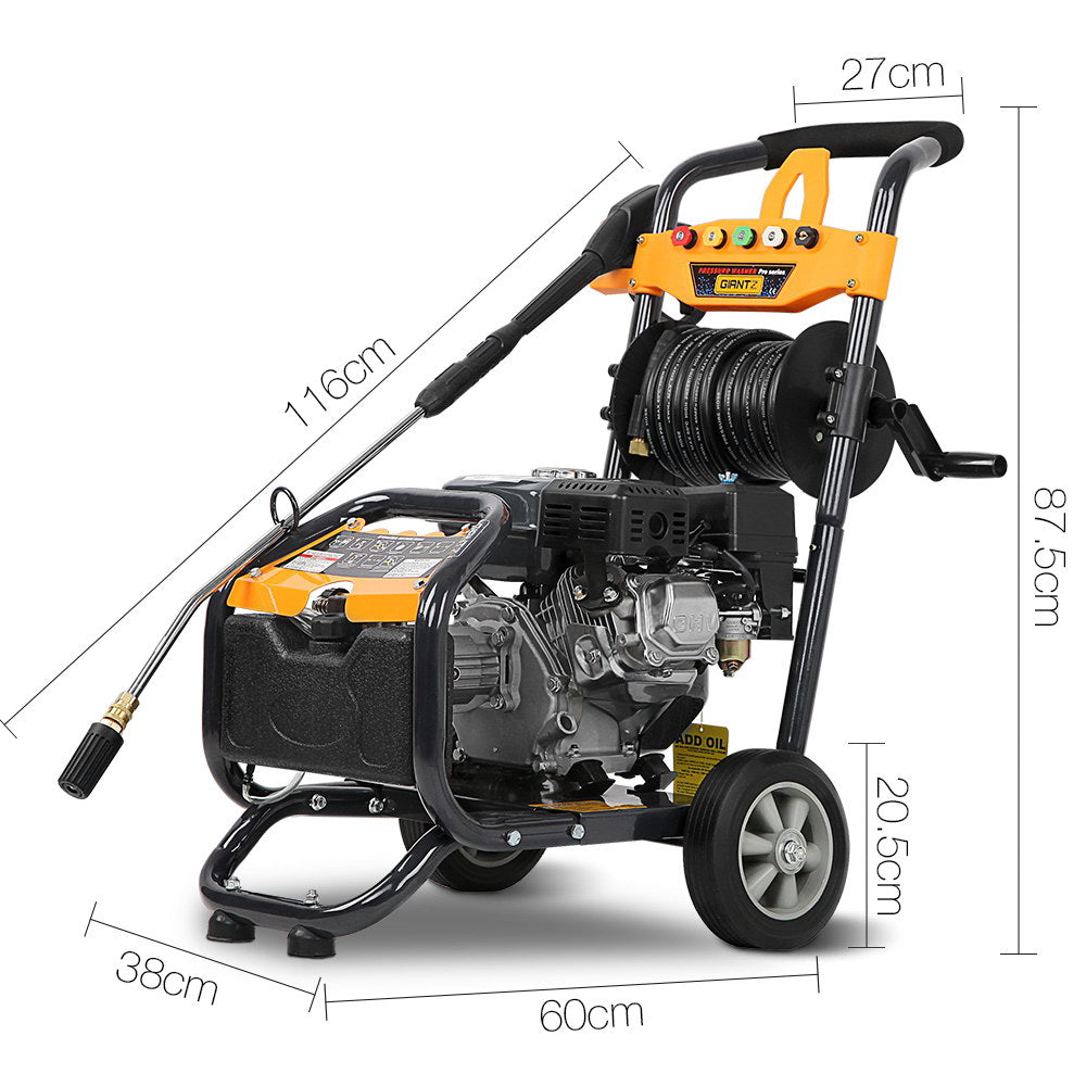 Giantz 4800PSI 8HP 30M Petrol High Pressure Cleaner Washer Water Jet Hose Gurney