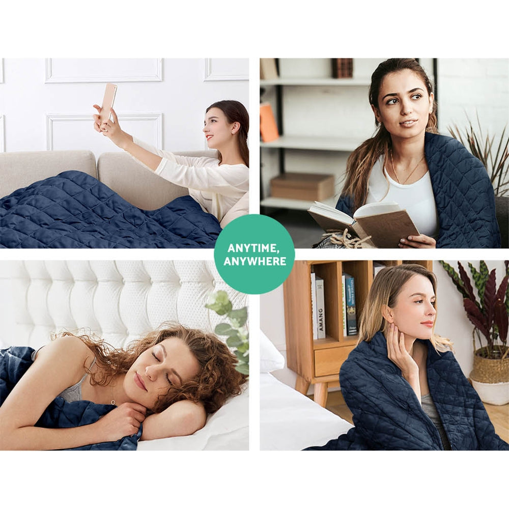 Giselle Bedding Microfibre Weighted Blanket Zipper Washable Cover Adult 152x203cm Navy
