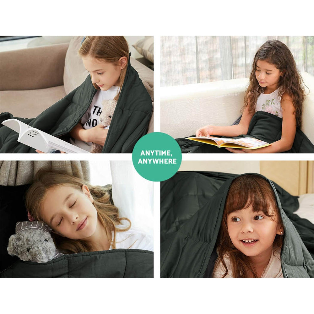Giselle Bedding Microfibre Weighted Blanket Zipper Duvet Cover Kids 76x102cm Black