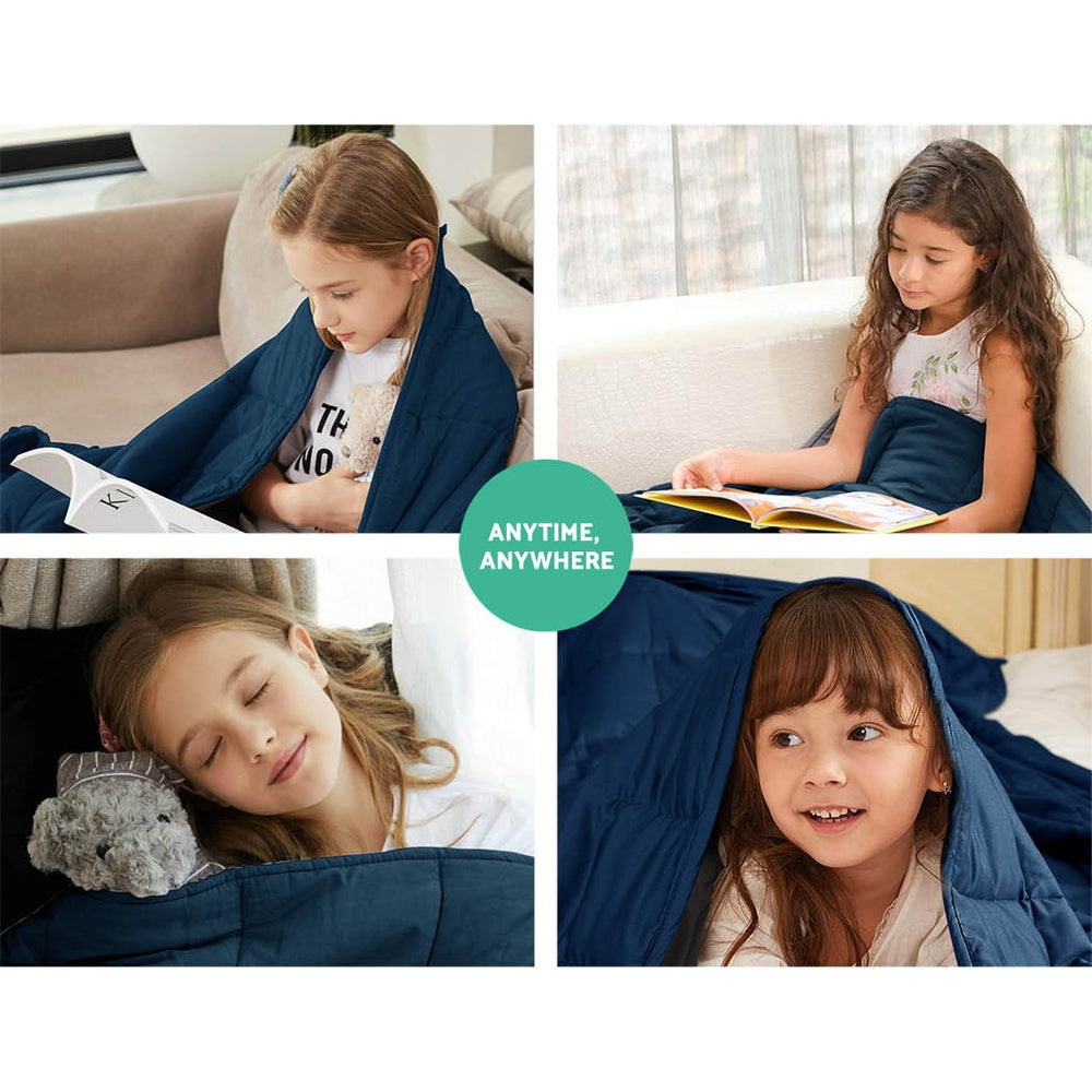 Giselle Bedding Microfibre Weighted Blanket Zipper Cover Kids Size 76cmx102cm Navy