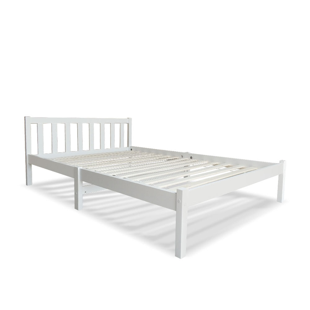 King Single Wooden Bed Frame - White