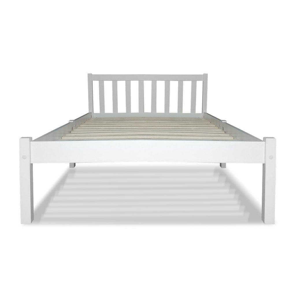 King Single Wooden Bed Frame - White