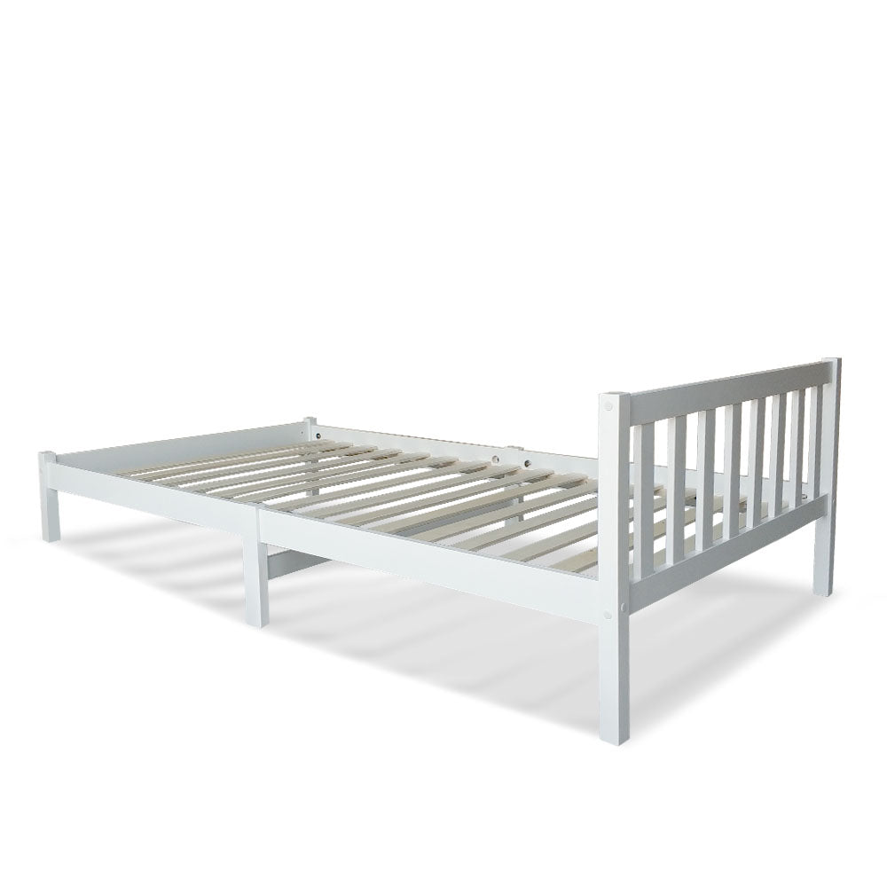 King Single Wooden Bed Frame - White