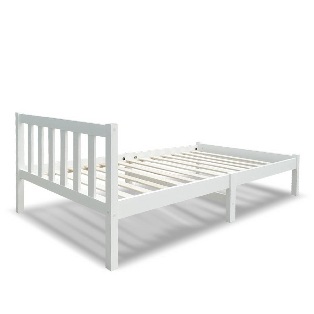 Single Size Wooden Bed Frame - White