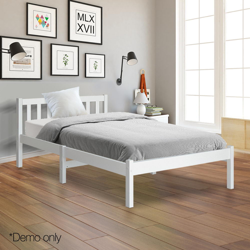 Single Size Wooden Bed Frame - White