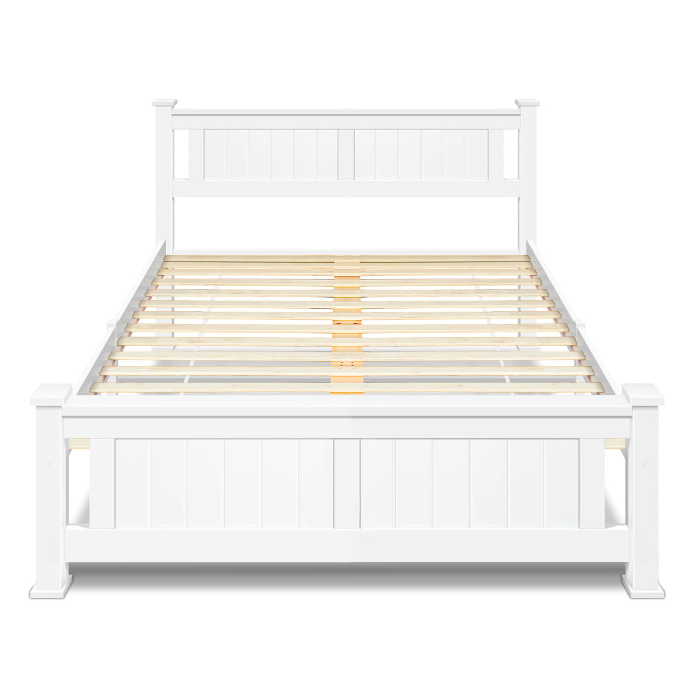 Double Size Wooden Bed Frame - White