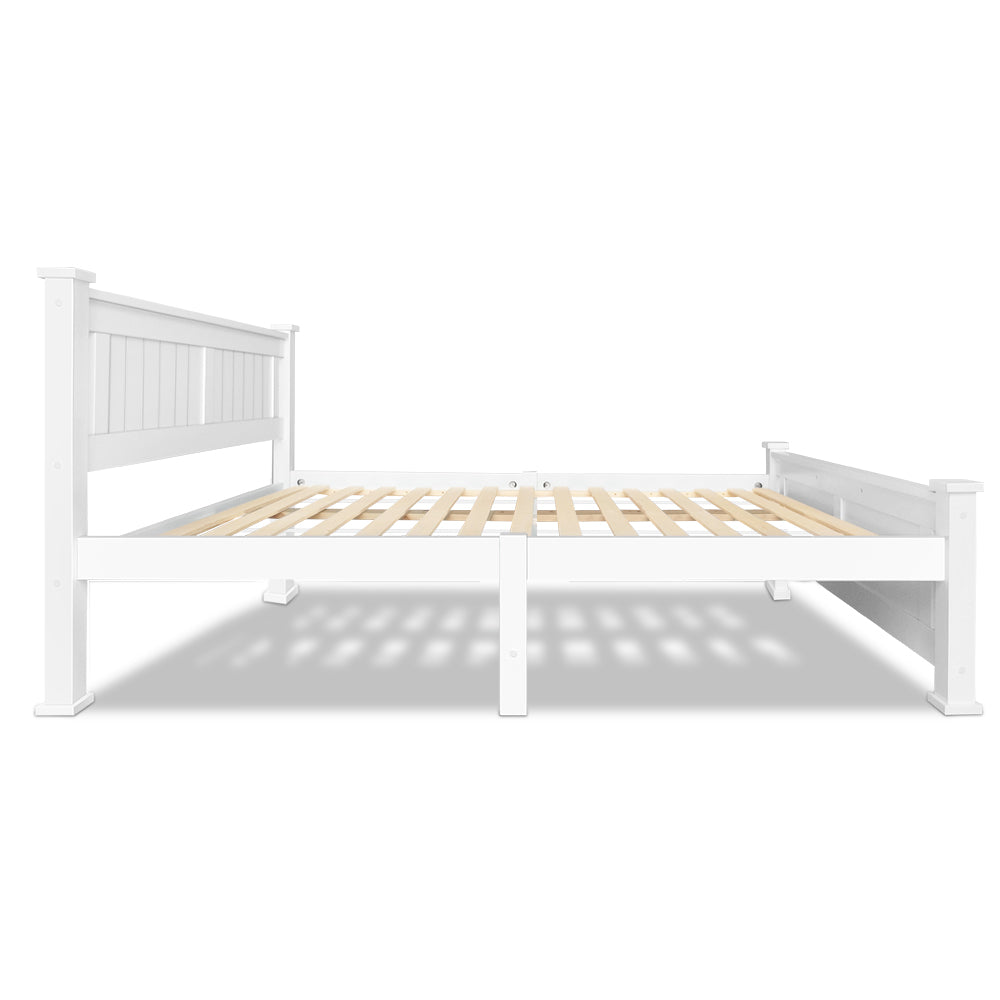 Double Size Wooden Bed Frame - White