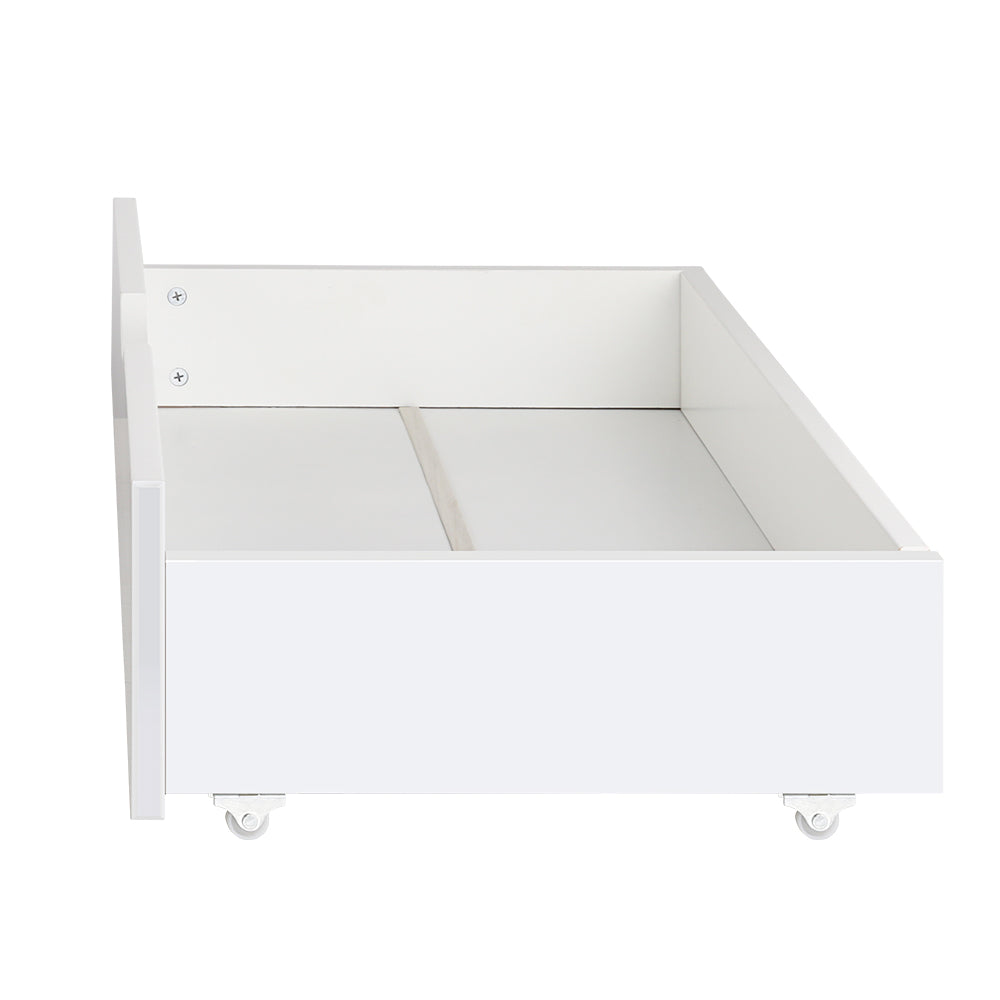 Artiss 2x Storage Drawers Trundle for Single Wooden Bed Frame Base Timber White