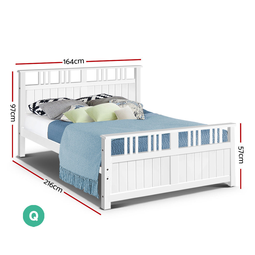Artiss Wooden Bed Frame Queen Size Timber Kids Adults Mattress Bed Base EVA
