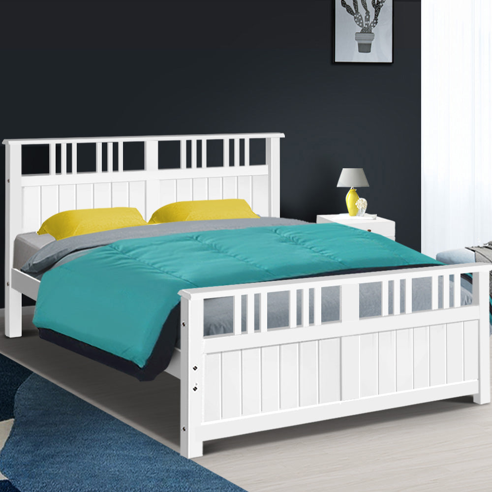 Artiss Wooden Bed Frame Queen Size Timber Kids Adults Mattress Bed Base EVA