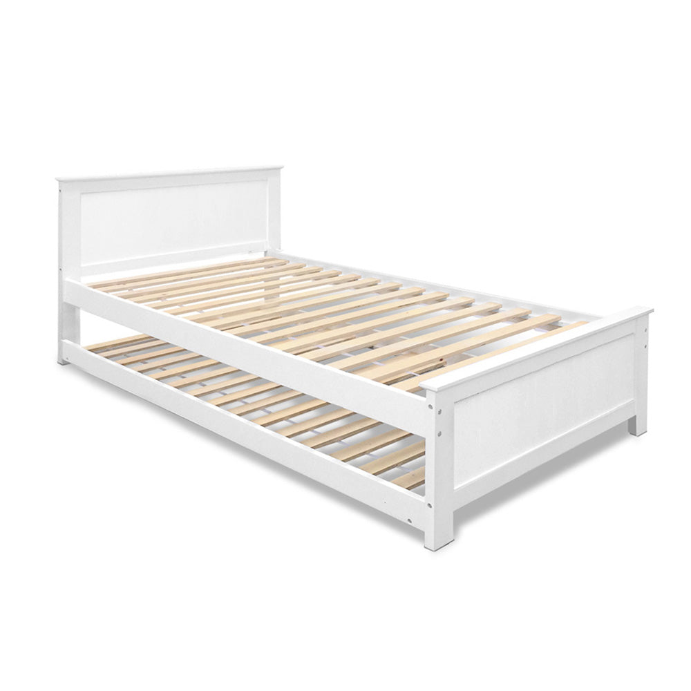 Artiss Bed Frame KING SINGLE Wooden Timber Trundle Daybed Size Base ELVIS