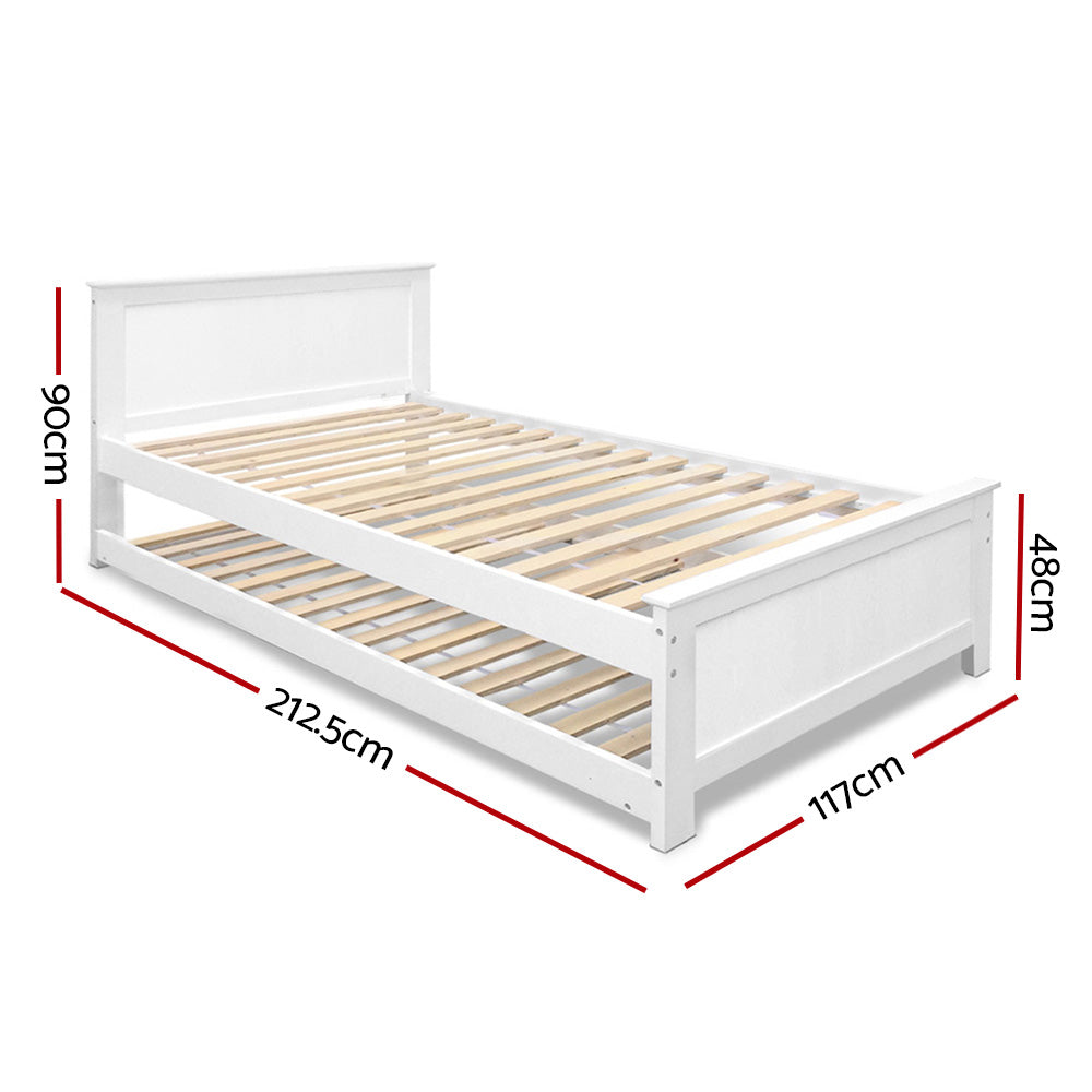 Artiss Bed Frame KING SINGLE Wooden Timber Trundle Daybed Size Base ELVIS