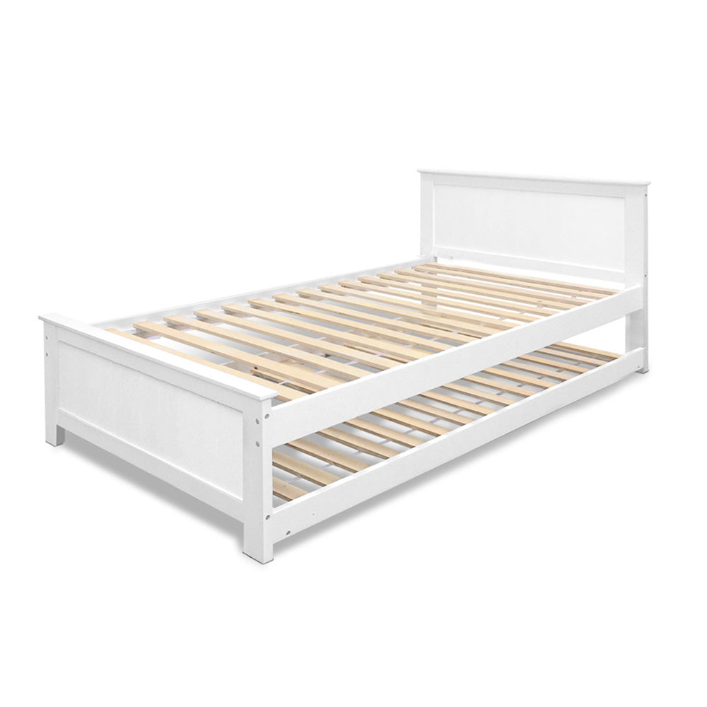 Artiss Bed Frame KING SINGLE Wooden Timber Trundle Daybed Size Base ELVIS