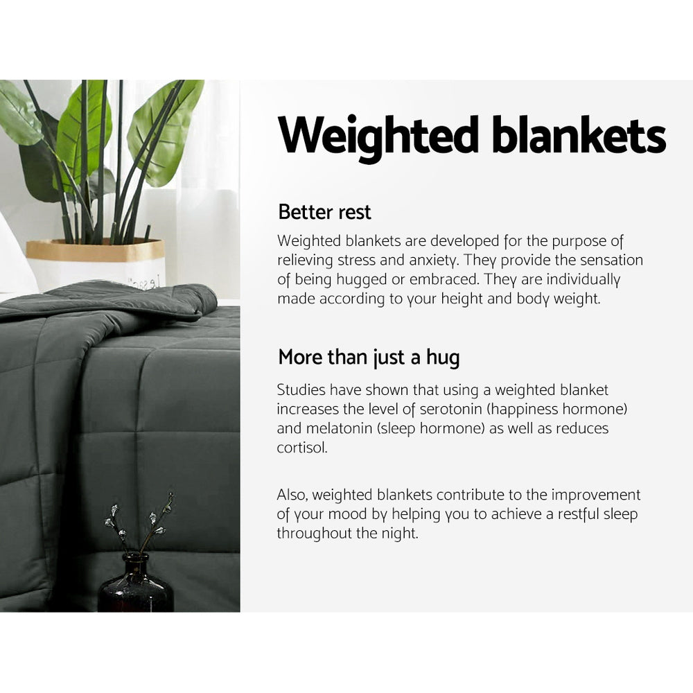 Giselle Bedding 2.3kg Cotton Weighted Blanket Heavy Gravity Sleep Black
