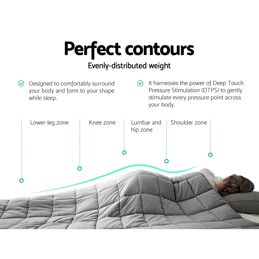 Giselle Bedding 2.3KG Cotton Weighted Gravity Blanket Snuggle Deep Sleep Relax Light Grey