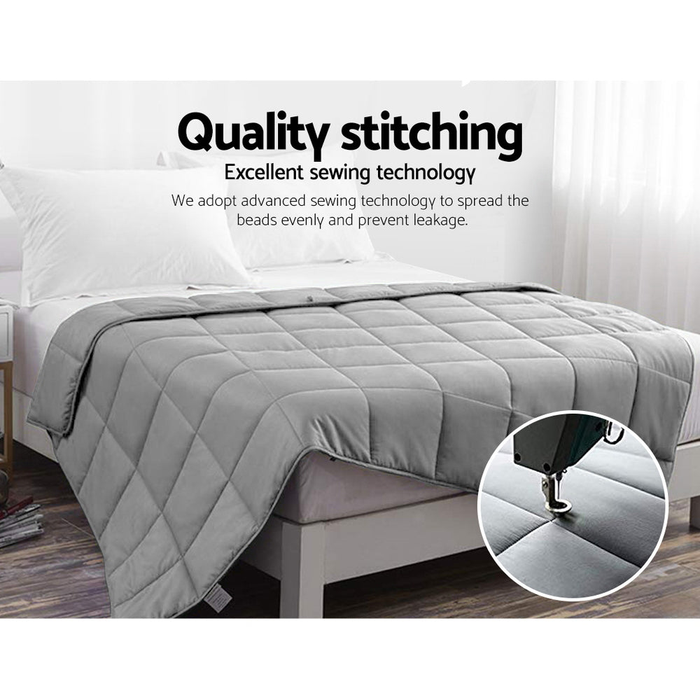Giselle Bedding 2.3KG Cotton Weighted Gravity Blanket Snuggle Deep Sleep Relax Light Grey