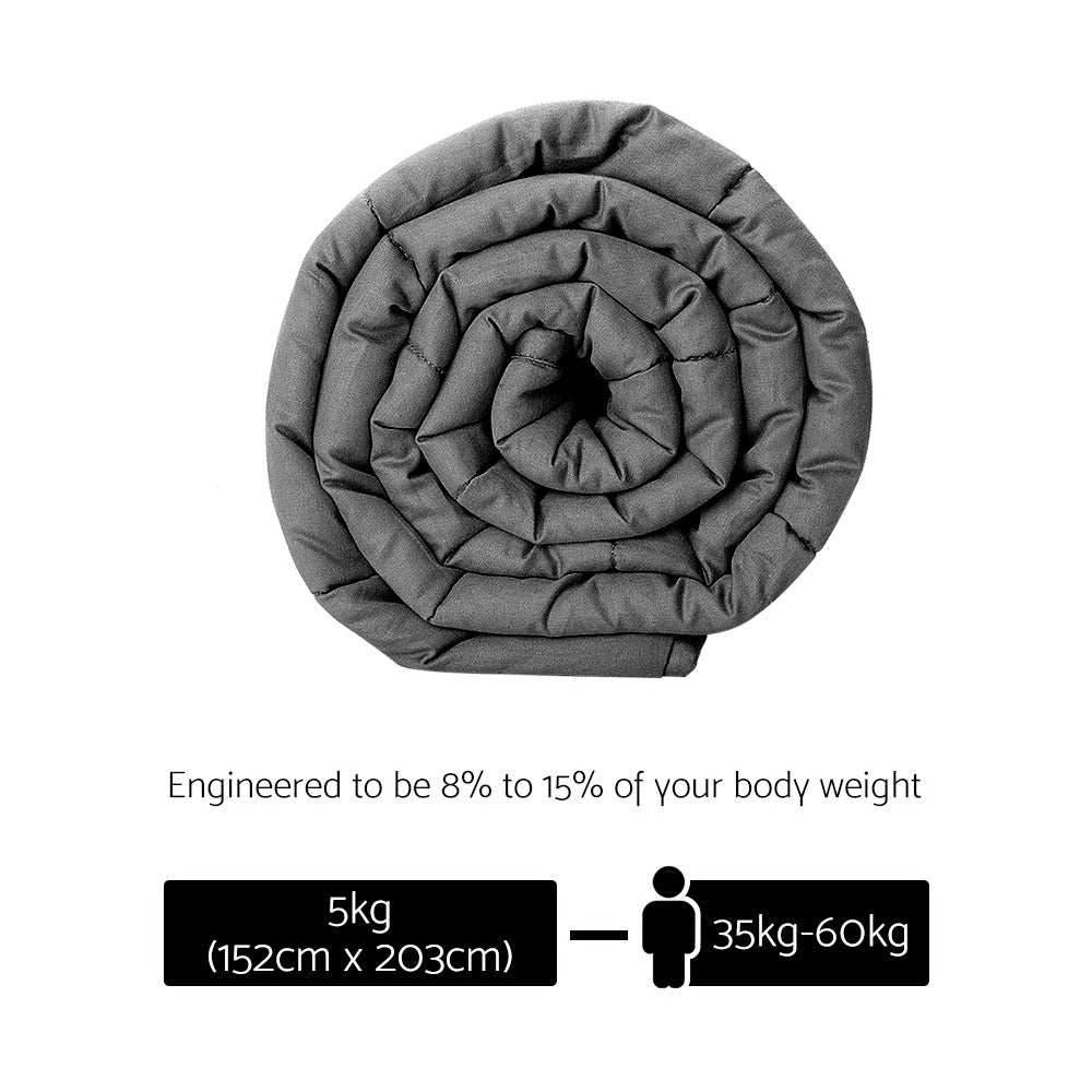 Weighted Blanket Adult 5KG Heavy Gravity Blankets Microfibre Cover Calming Relax Anxiety Relief Grey