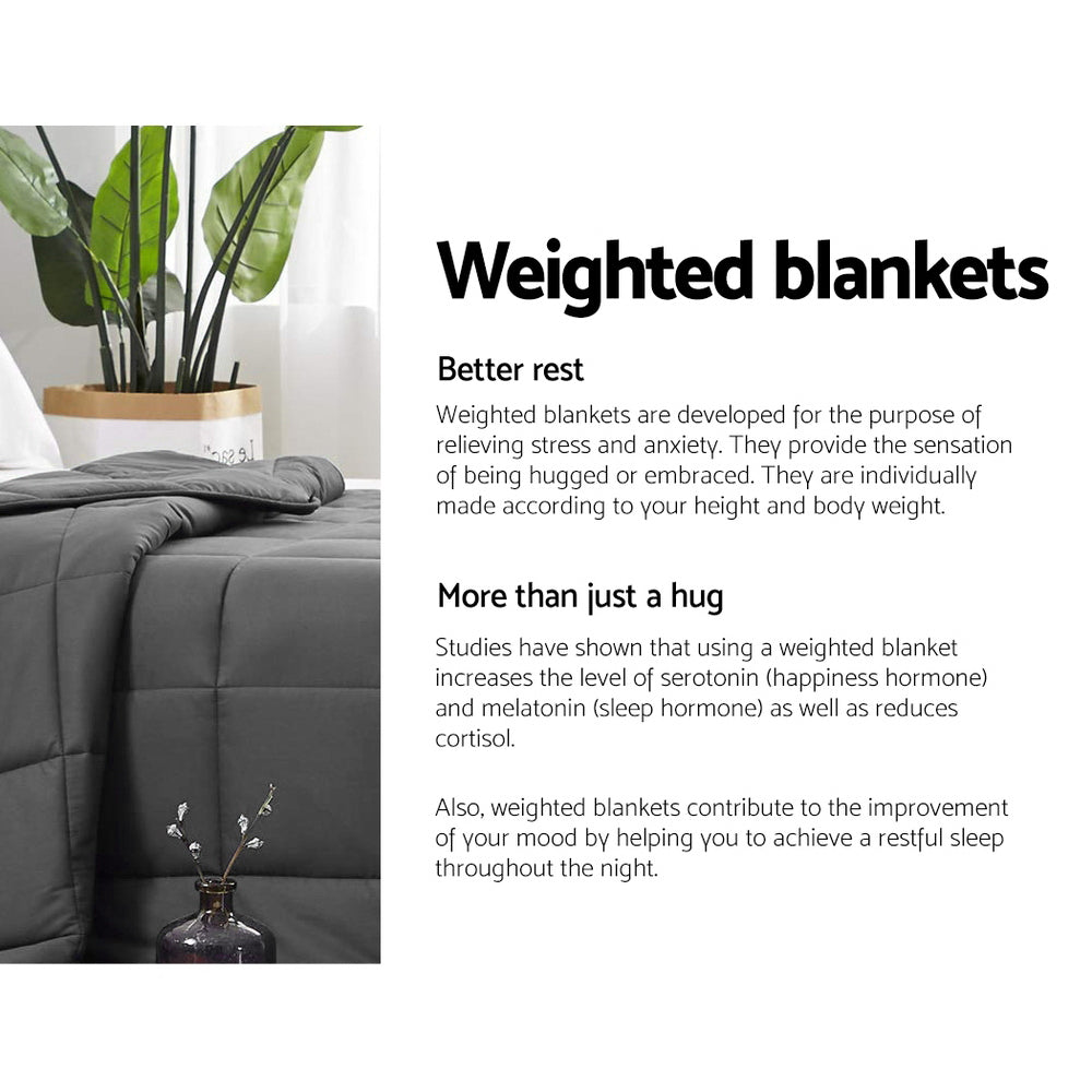 Weighted Blanket Adult 5KG Heavy Gravity Blankets Microfibre Cover Calming Relax Anxiety Relief Grey