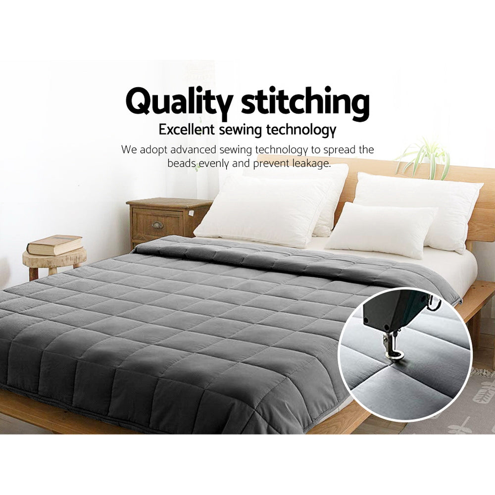 Weighted Blanket Adult 5KG Heavy Gravity Blankets Microfibre Cover Calming Relax Anxiety Relief Grey