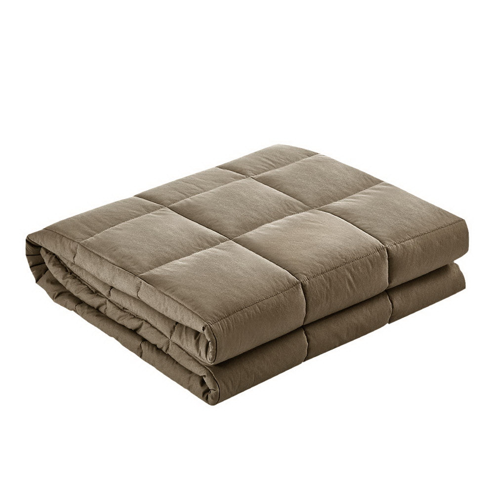 Giselle Bedding 9KG Cotton Gravity Weighted Blanket Deep Relax Calm Adult Brown