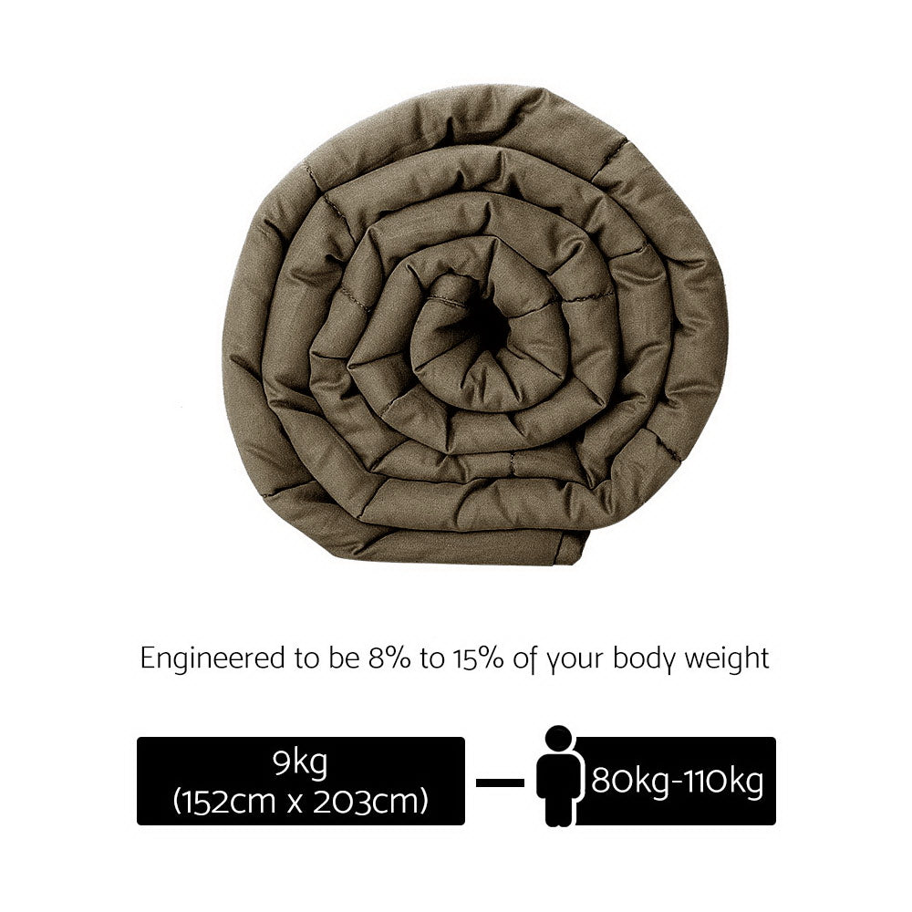Giselle Bedding 9KG Cotton Gravity Weighted Blanket Deep Relax Calm Adult Brown