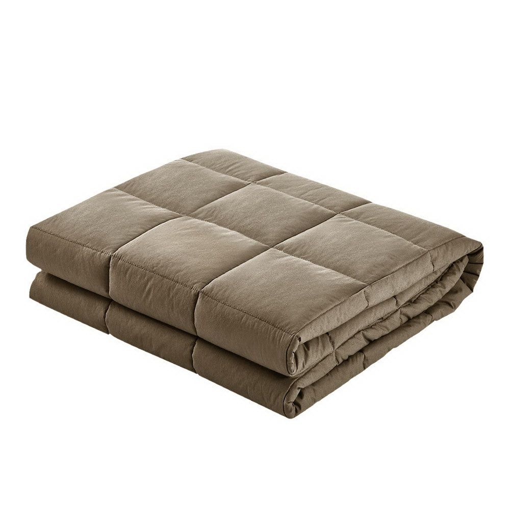 Giselle Bedding 9KG Cotton Gravity Weighted Blanket Deep Relax Calm Adult Brown