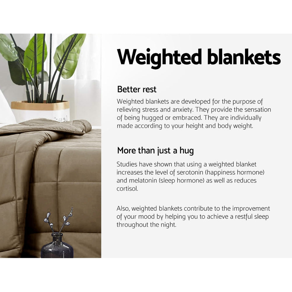 Giselle Bedding 9KG Cotton Gravity Weighted Blanket Deep Relax Calm Adult Brown