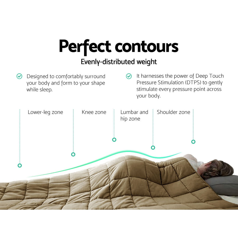 Giselle Bedding 9KG Cotton Gravity Weighted Blanket Deep Relax Calm Adult Brown