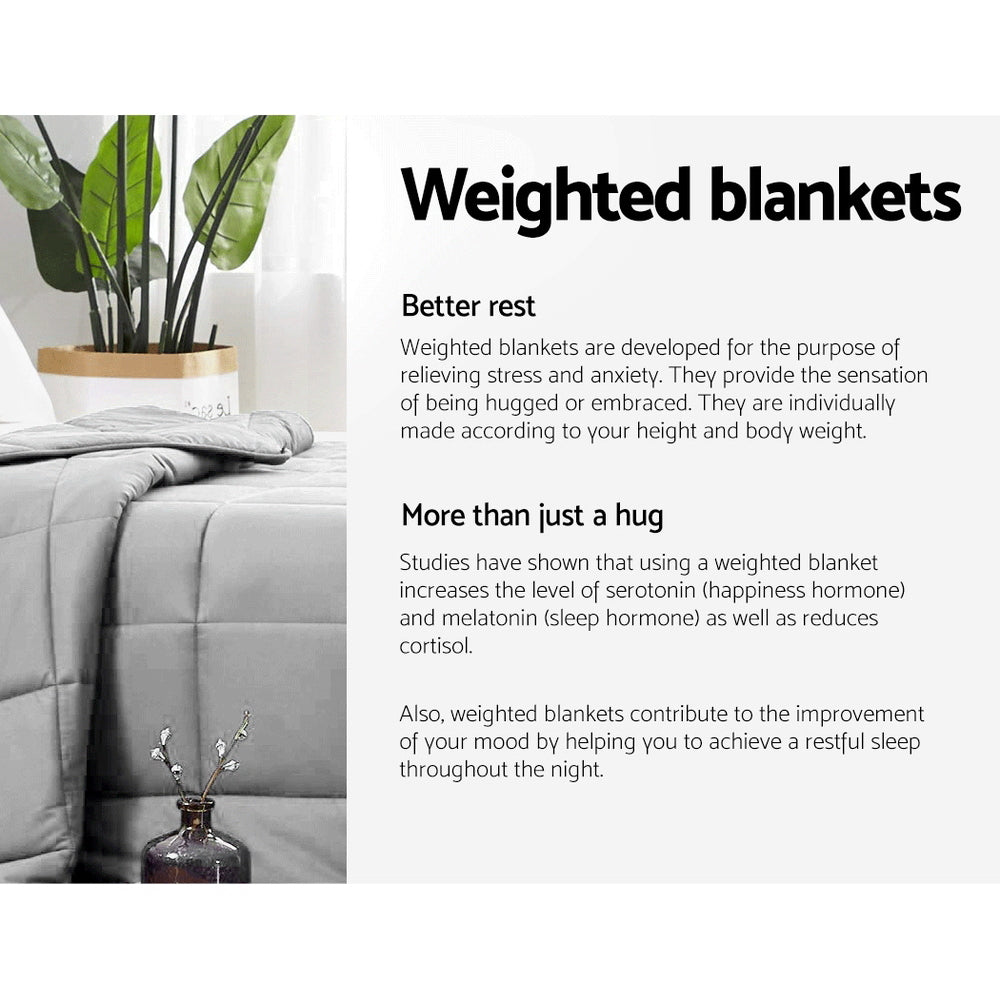 Giselle Bedding 9KG Cotton Weighted Blanket Heavy Gravity Deep Relax Adult Light Grey