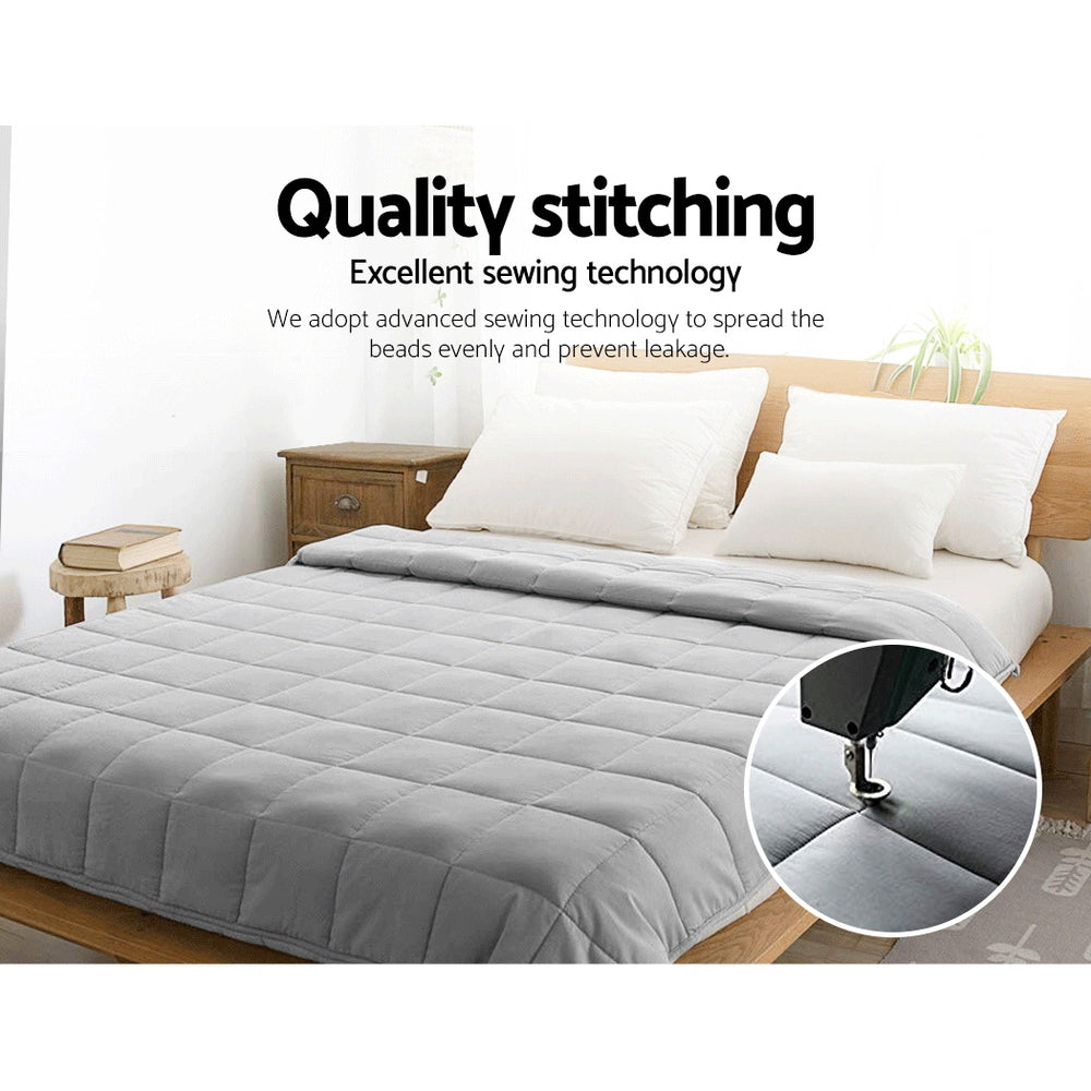 Giselle Bedding 9KG Cotton Weighted Blanket Heavy Gravity Deep Relax Adult Light Grey