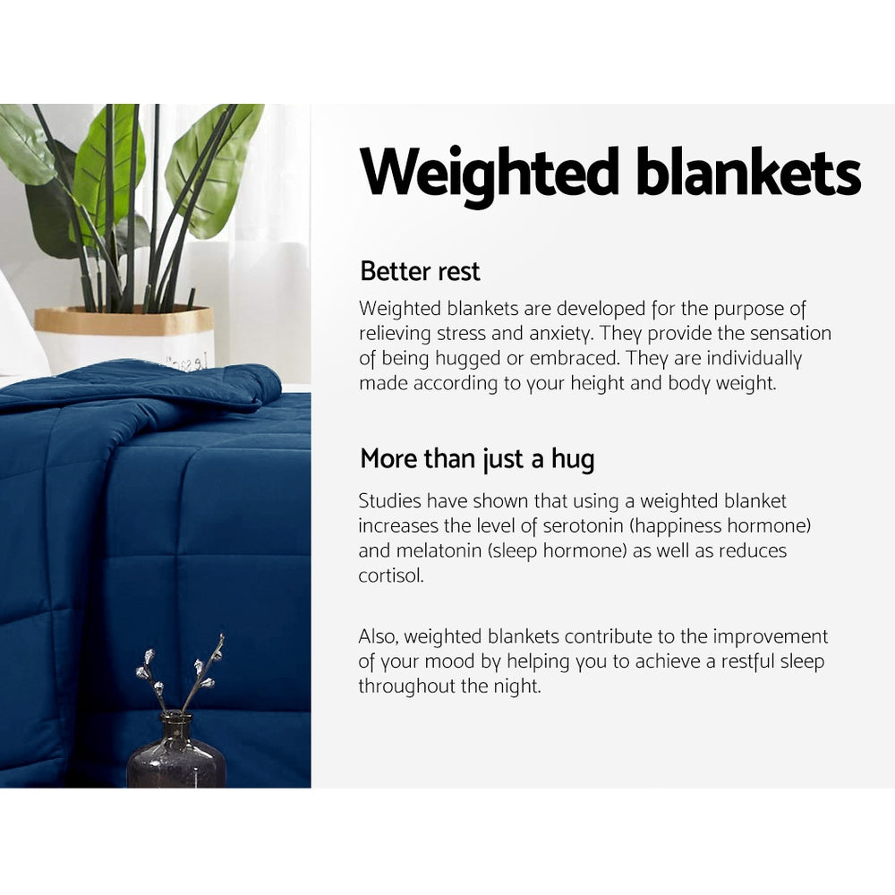 Giselle Bedding 9KG Cotton Weighted Blanket Heavy Gravity Deep Relax Adult Navy