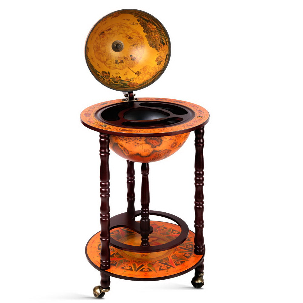 Artiss Globe Drinks Trolley Bar Cart Wine Cabinet Alcohol Serving 33cm Brown