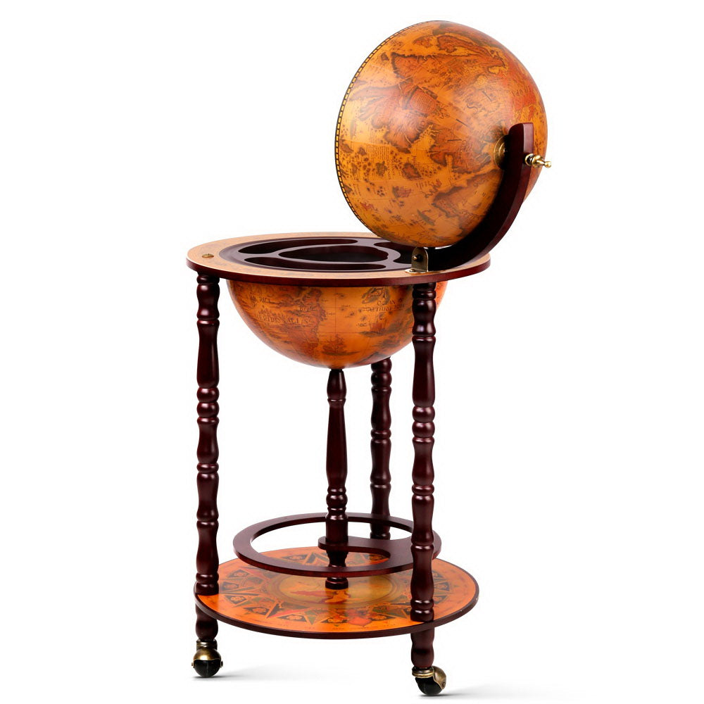 Artiss Globe Drinks Trolley Bar Cart Wine Cabinet Alcohol Serving 33cm Brown