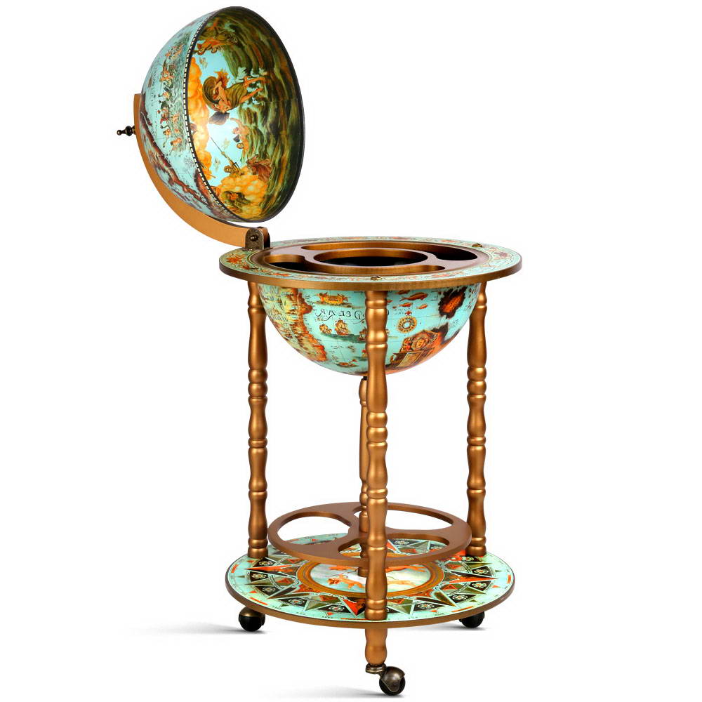 Artiss Globe Drinks Trolley Bar Cart Wine Cabinet Alcohol Serving 36cm Green