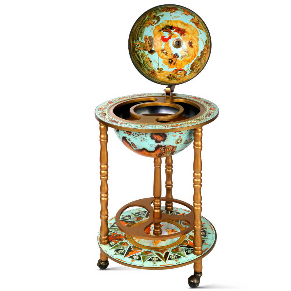 Artiss Globe Drinks Trolley Bar Cart Wine Cabinet Alcohol Serving 36cm Green