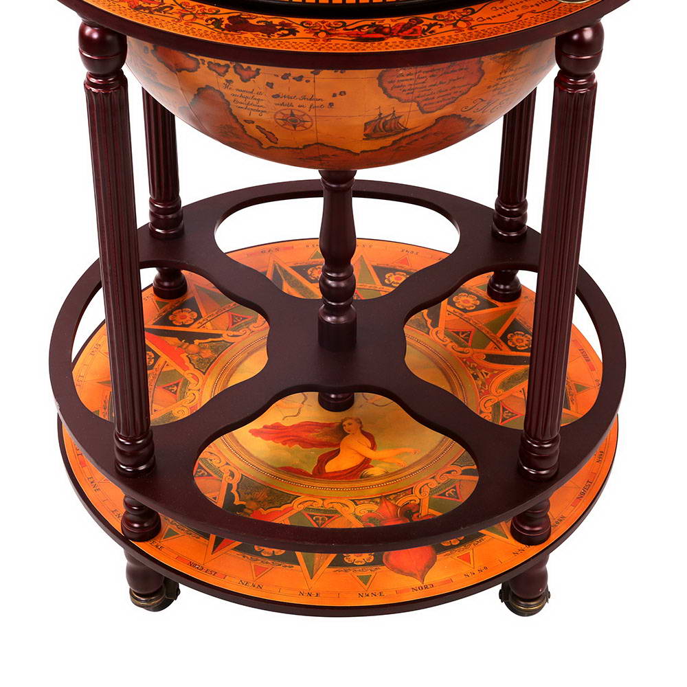 Artiss Globe Drinks Trolley Bar Cart Wine Cabinet Alcohol Serving 42cm Brown