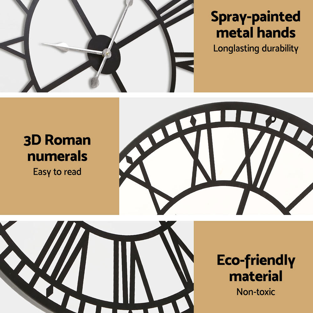 Wall Clock Large Modern Vintage Retro Metal Clocks Handmade Home Office Decor