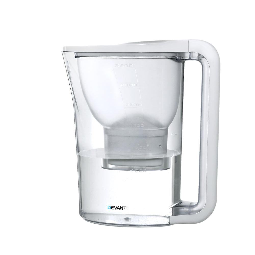 Devanti 3.5L Bench Top Water Filter Pitcher Purifier Jug Kettle Bottle Portable White