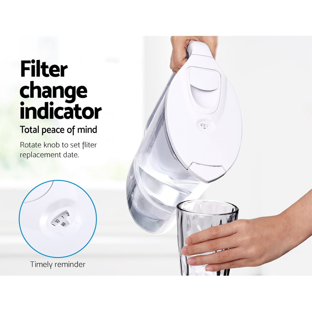 Devanti 3.5L Bench Top Water Filter Pitcher Purifier Jug Kettle Bottle Portable White