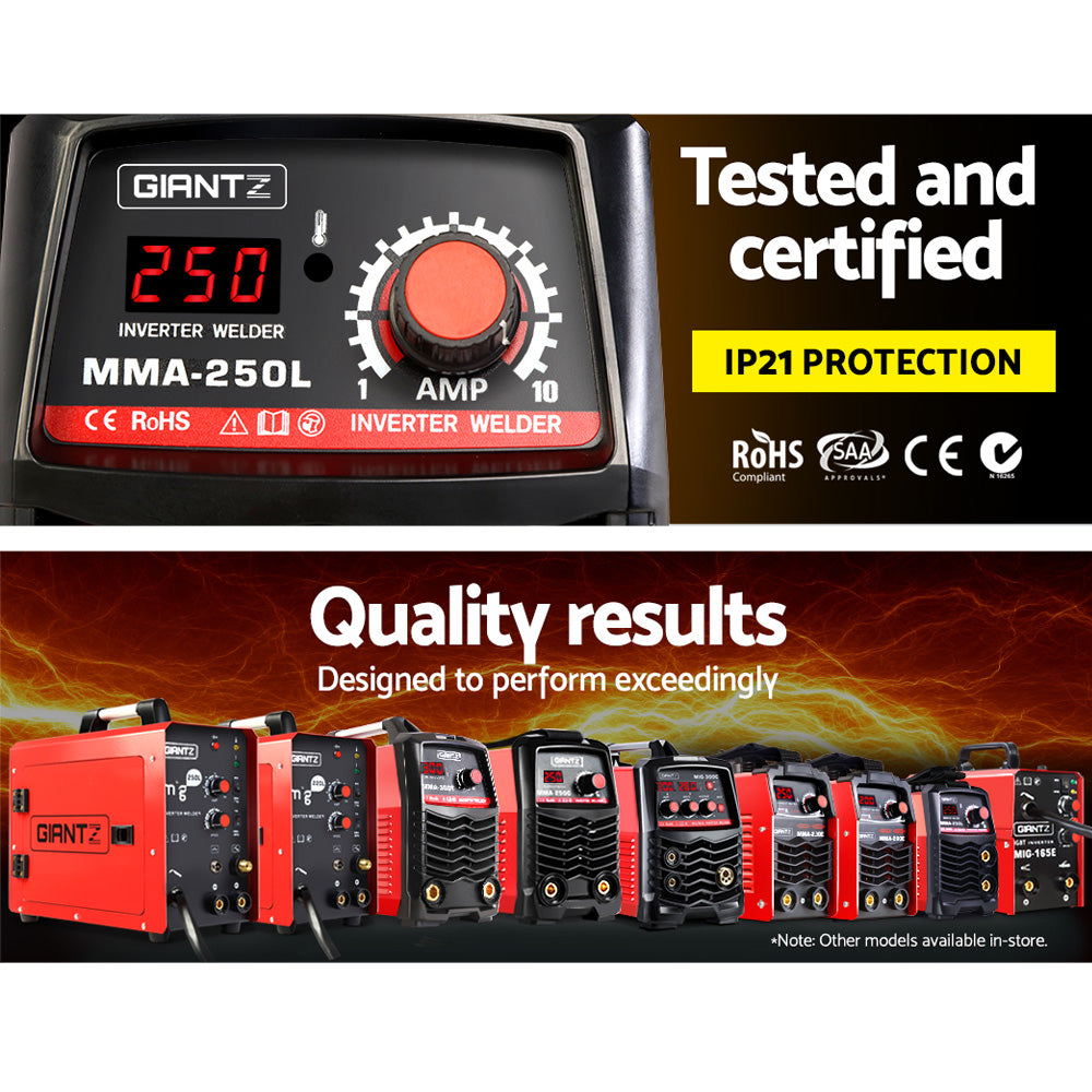 GIANTZ Portable Inverter Welder MMA ARC Stick iGBT DC Welding 10A Plug 250Amp