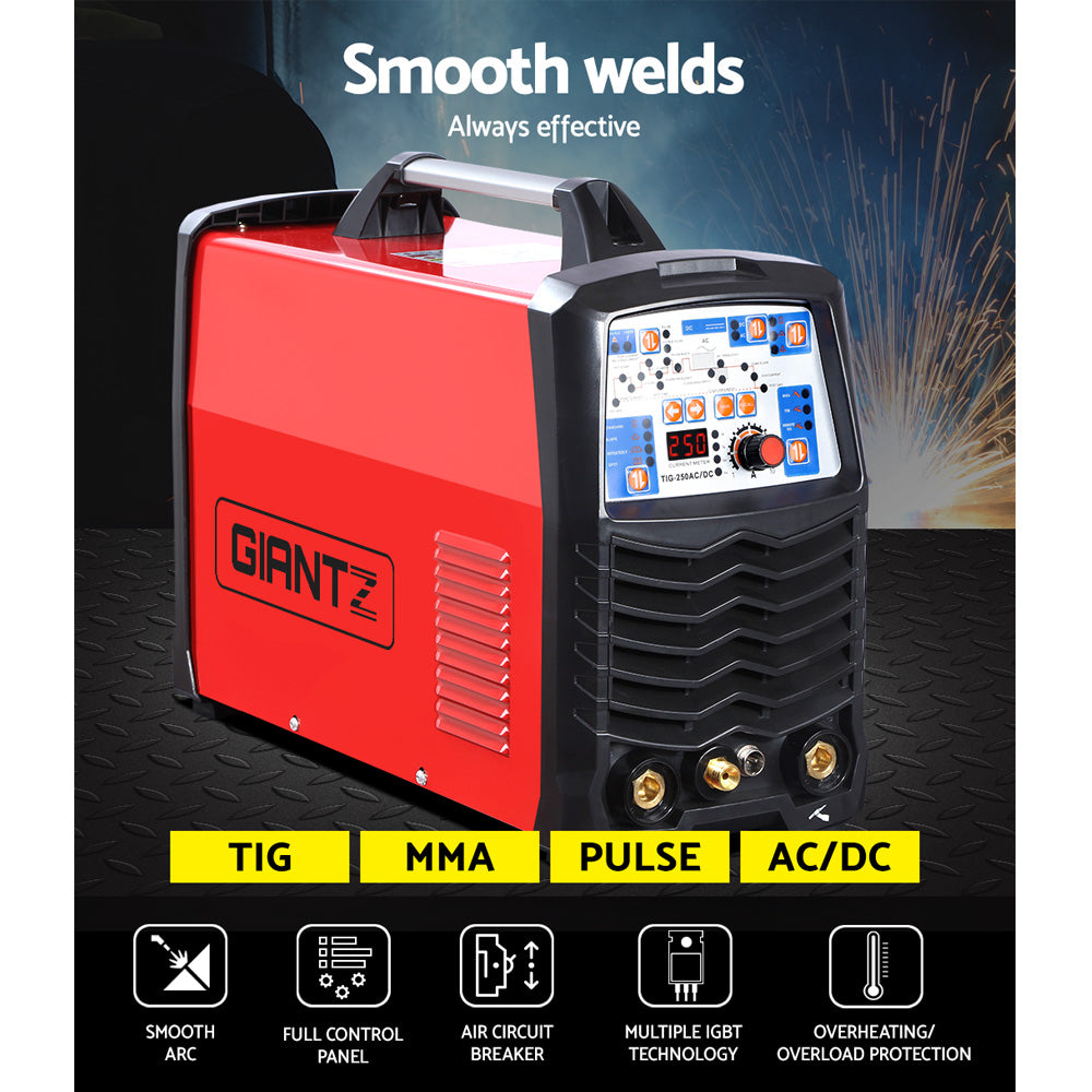 Giantz 250Amp Inverter Welder AC/DC Pulse TIG MMA Aluminum Welding Machine Stick