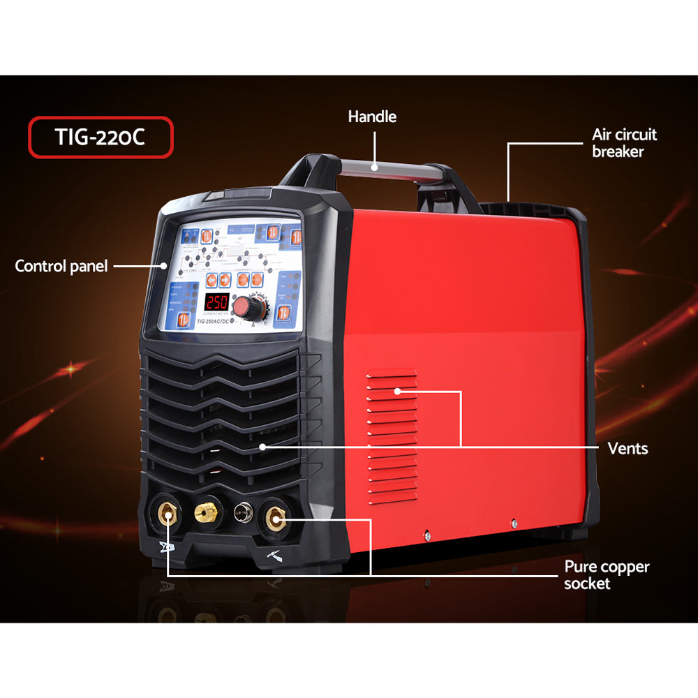 Giantz 250Amp Inverter Welder AC/DC Pulse TIG MMA Aluminum Welding Machine Stick